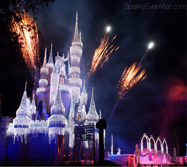 Castle lighting at Mickey's Very Merry Christmas Party at Magic Kingdom