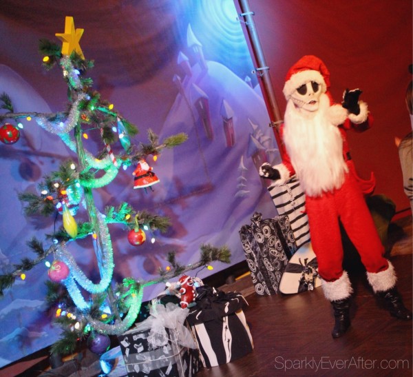 Jack Skellington meets as Sandy Claws at Mickey's Very Merry Christmas Party 2014
