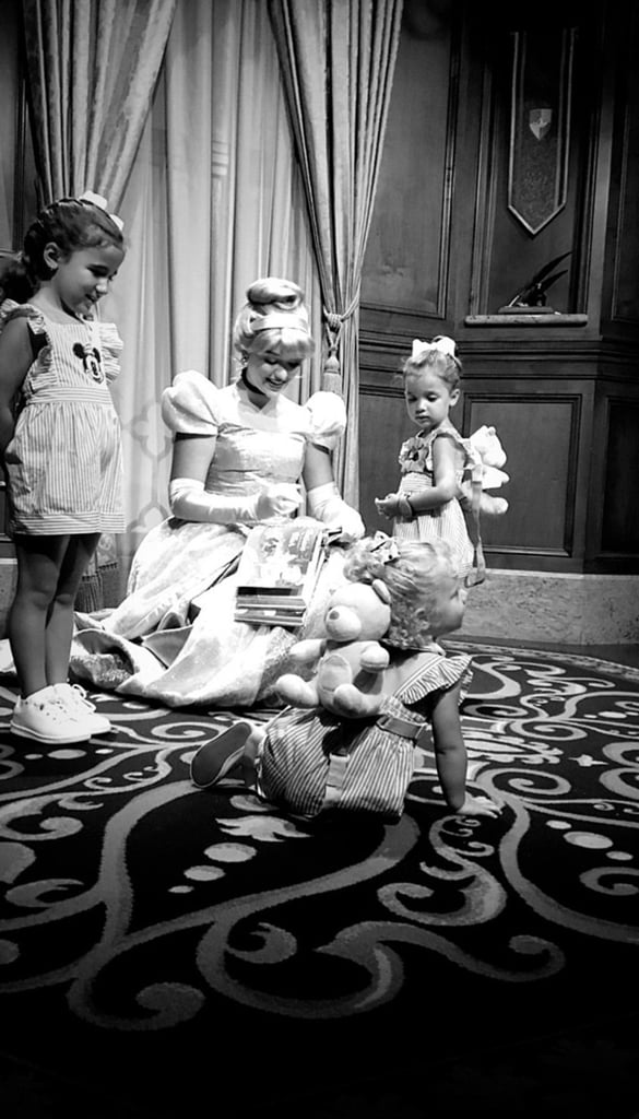 Kevin Jonas kids with Cinderella at Disney World