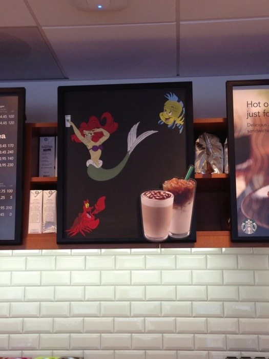 Disney Starbucks Menu Ariel Flounder Sebastian