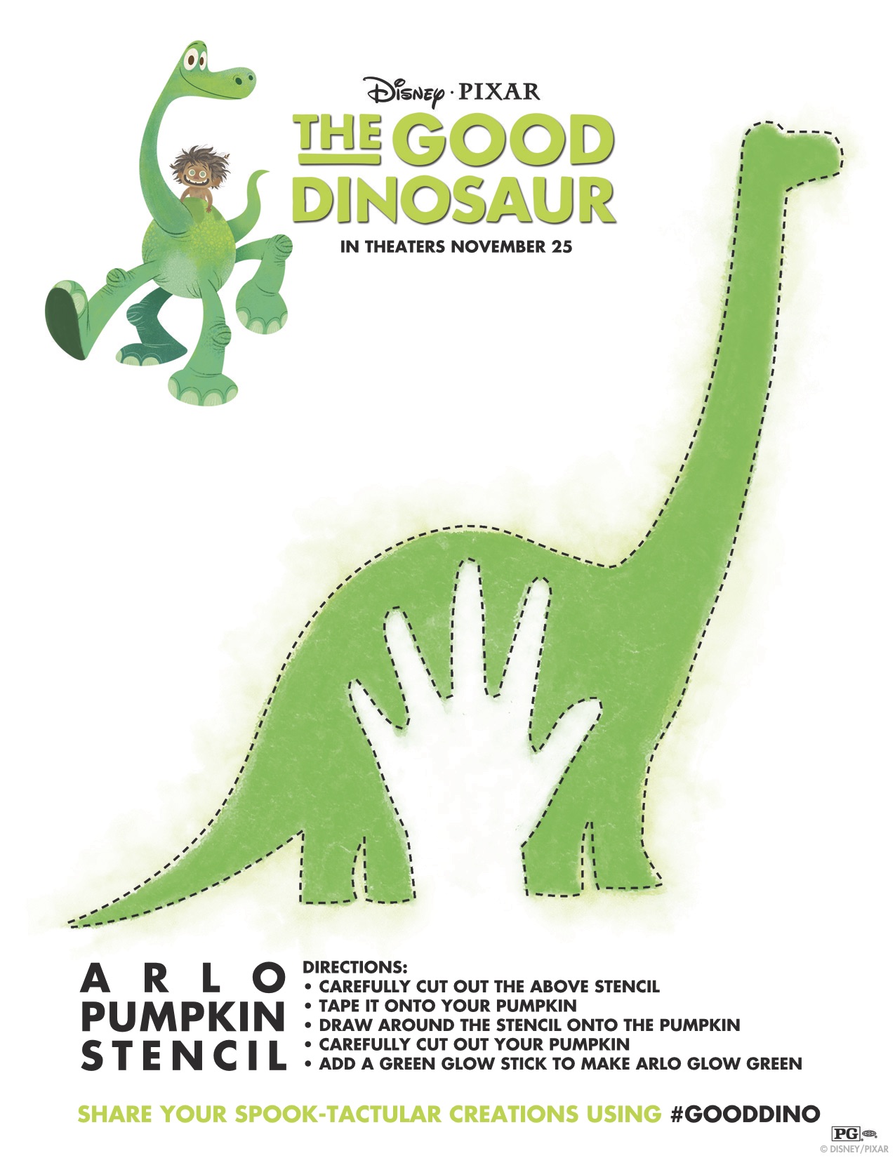 The Good Dinosaur Pumpkin Stencil | SparklyEverAfter.com