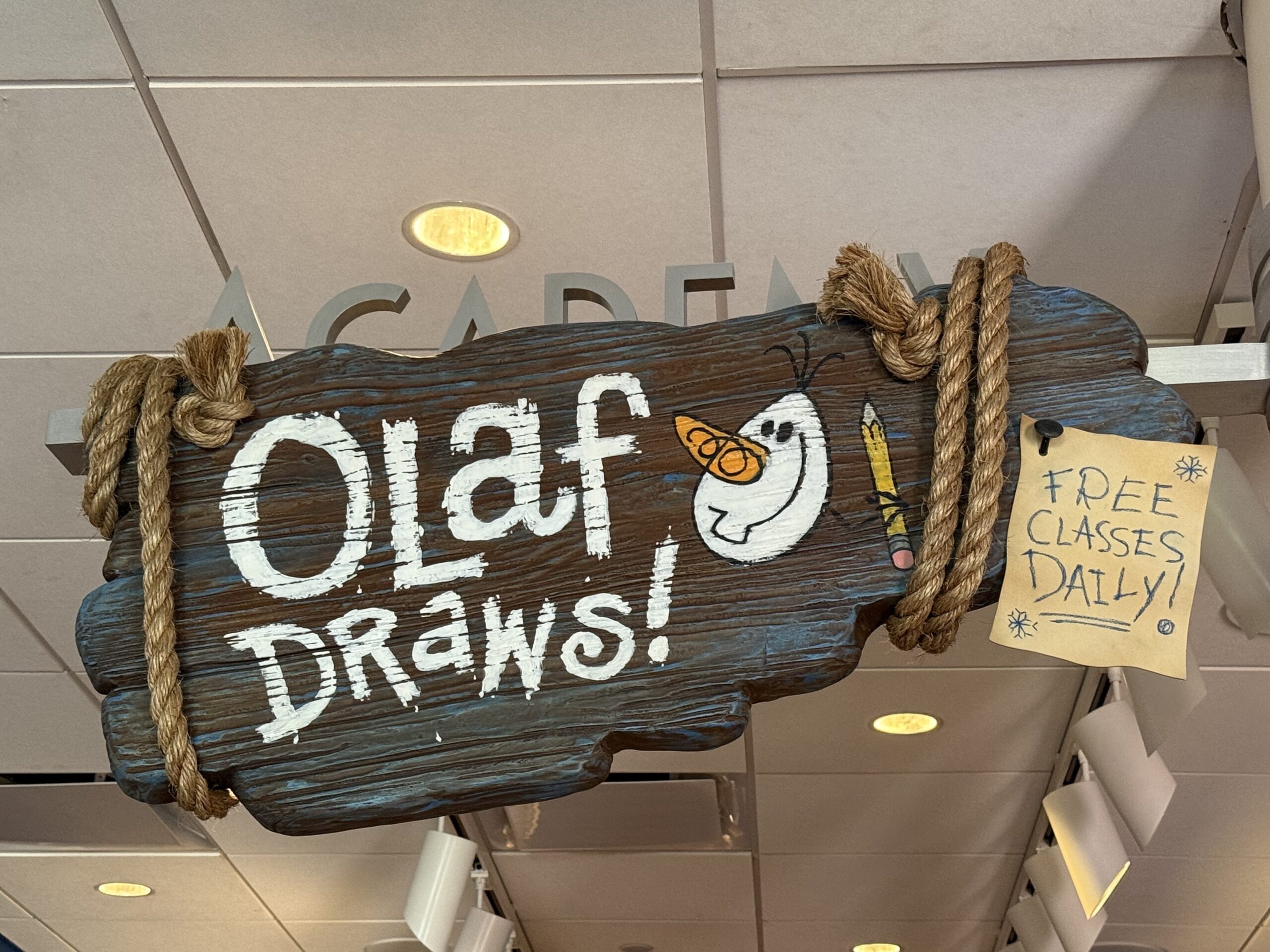 Olaf Draws disney drawing class marquee