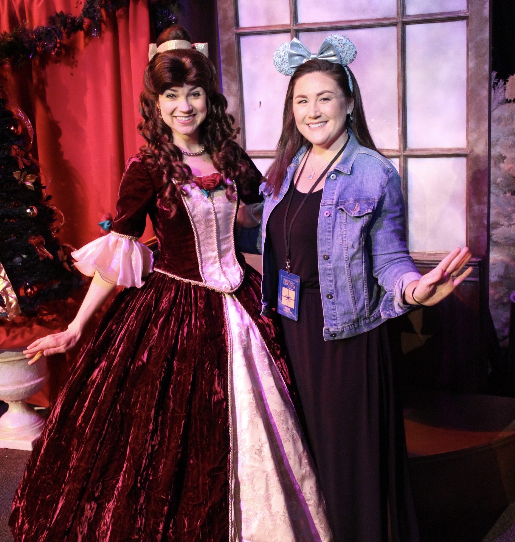 Belle in her Christmas dress Epcot International Festival of the Holidays