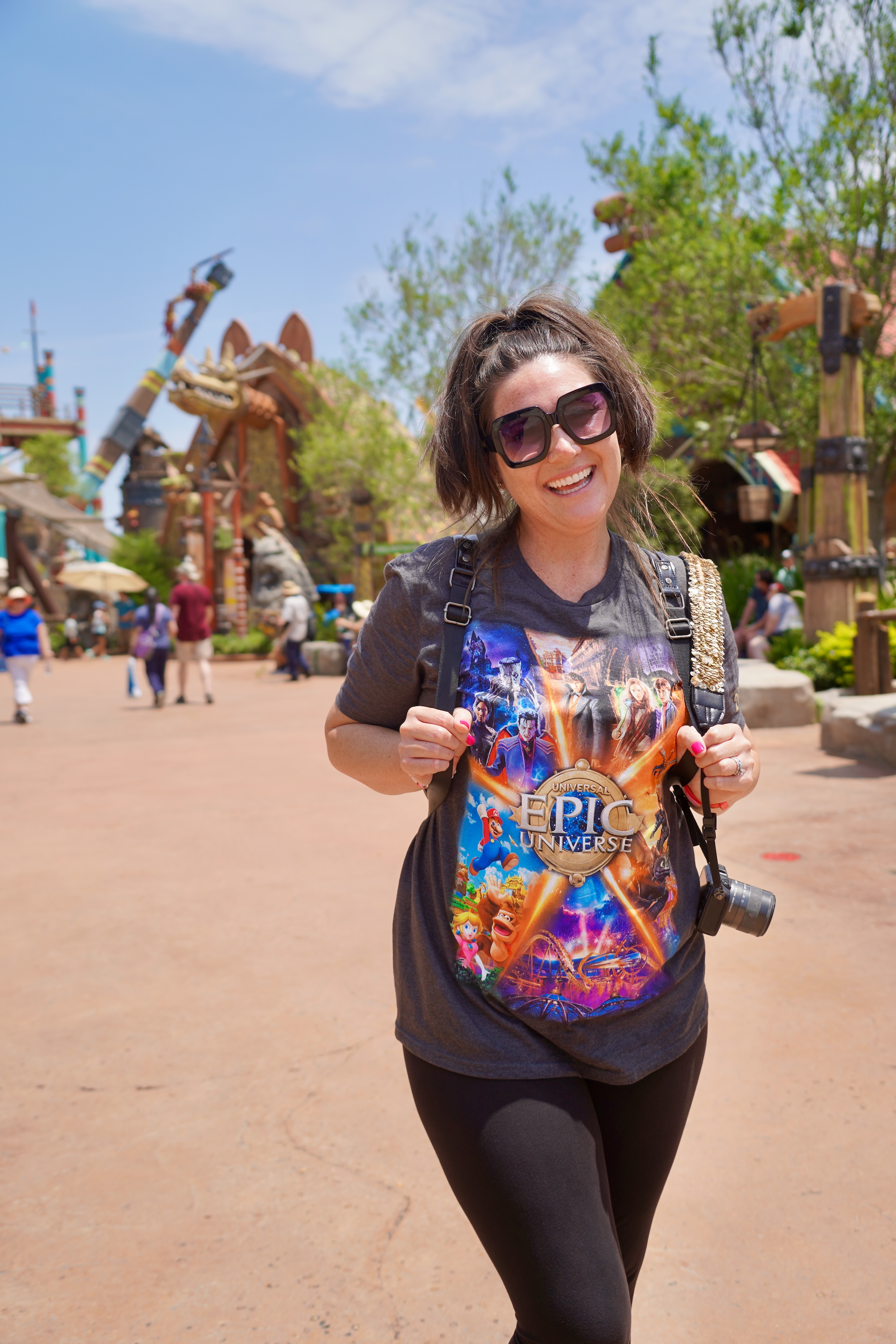Theme Park writer Sparkly Nicole in the Isle of Berk at Epic Universe